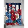 thumbnail image 5 of Fsddascl Red White Floral Shower Curtain Set - 48" x 72" Washable Bathtub Curtain with 12 Hooks, Blue Botanical Black Striped Spring Waterproof Fabric Stall Shower Curtains for Bathroom/Bathtub, 5 of 6
