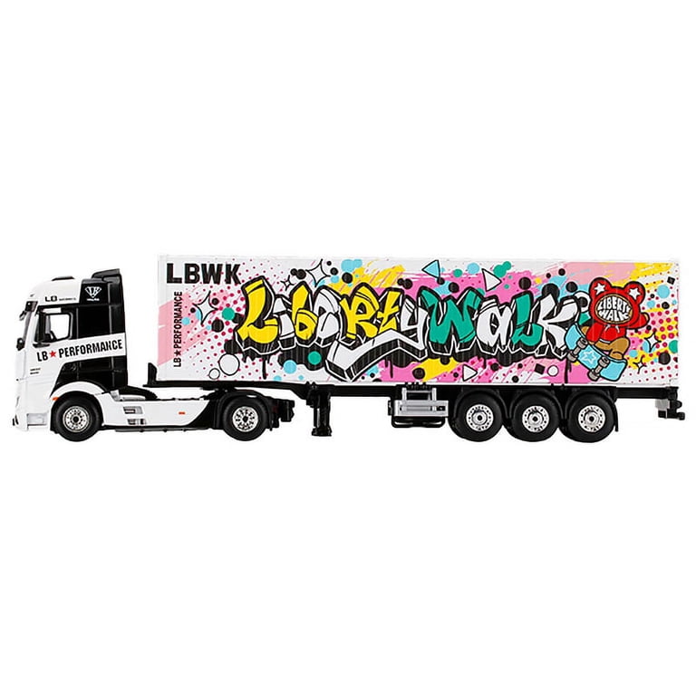 ミニカー Mercedes-Benz Actros LBWK Kuma Graffiti Mini GT Mercedes-Benz Actros with 40 Ft Container - LBWK Kuma