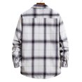 thumbnail image 4 of GaThRRgYP Men's T Shirts Plain Clearance,Men's Casual Plaid Long Sleeve Loose Pocket Button Lapel Collar Shirt Jacket, 4 of 9