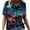 Blue, variant on Fesfesfes Tops Womens Spring And Summer Casual V-Neck T-shirt Printed Short Sleeved Top Sheer Turtleneck Tops for Women XL(US:10)