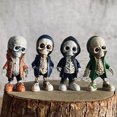 thumbnail image 1 of Halloween Skeleton, Skeleton Figurines Cool Exquisite Resin Skeleton Statue Spooky Skull Head Halloween Prop Indoor Decorations For Home Party Desk Decor Gift, 1 of 8