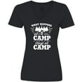 thumbnail image 3 of Inktastic What Happens at Camp Stays at Camp with Tent and Woods Women's V-Neck T-Shirt, 3 of 5