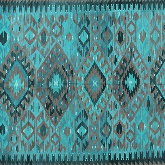 Ahgly Company Indoor Square Persian Light Blue Traditional Area Rugs, 6' Square