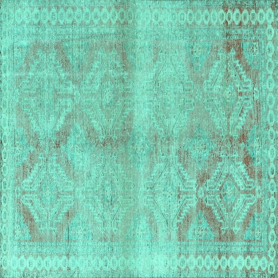 Ahgly Company Indoor Square Persian Turquoise Blue Traditional Area Rugs, 3' Square