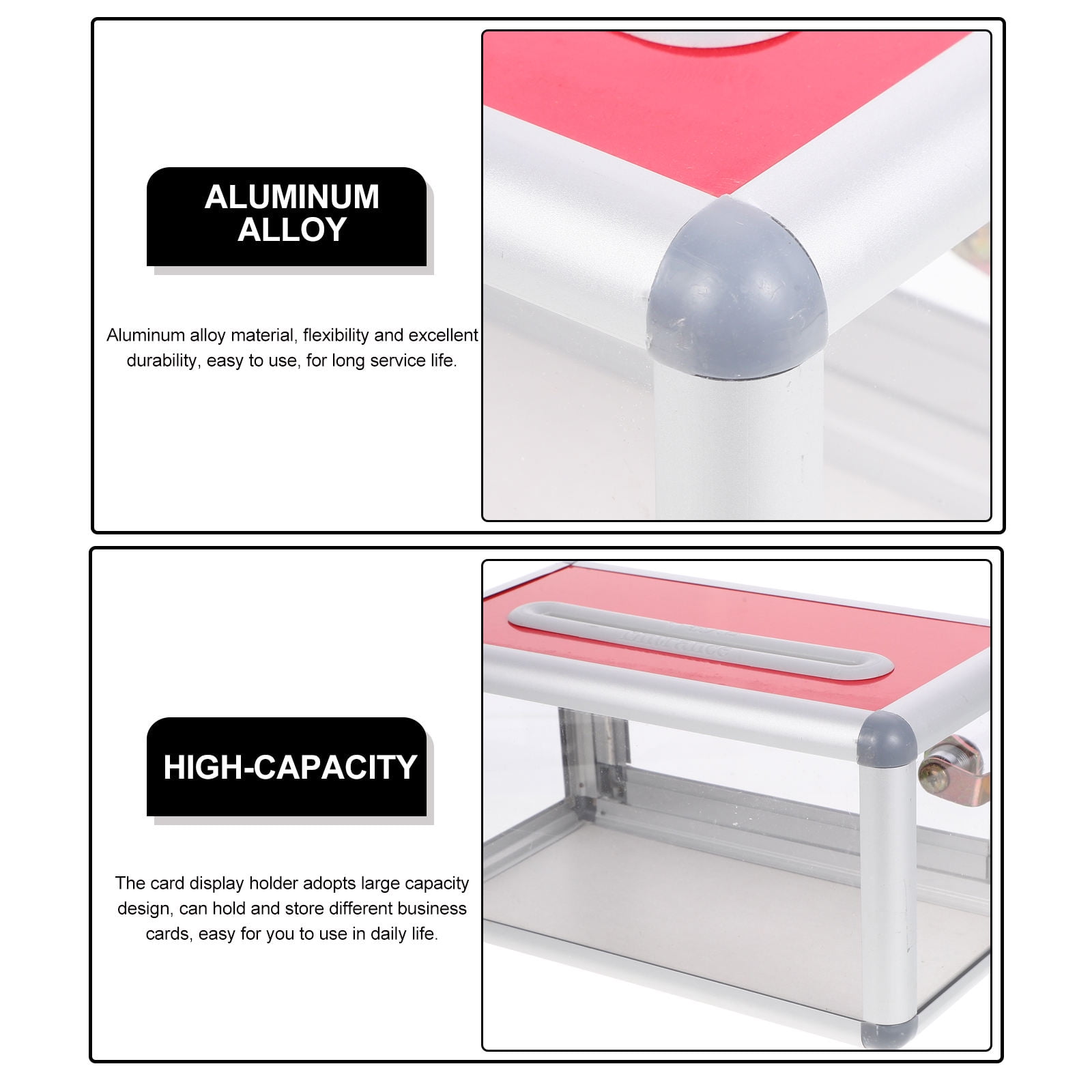 AURARMLET Portable Transparent Business Card Holder with Lock, Aluminum Alloy Desktop Organizer for Office and Home Use