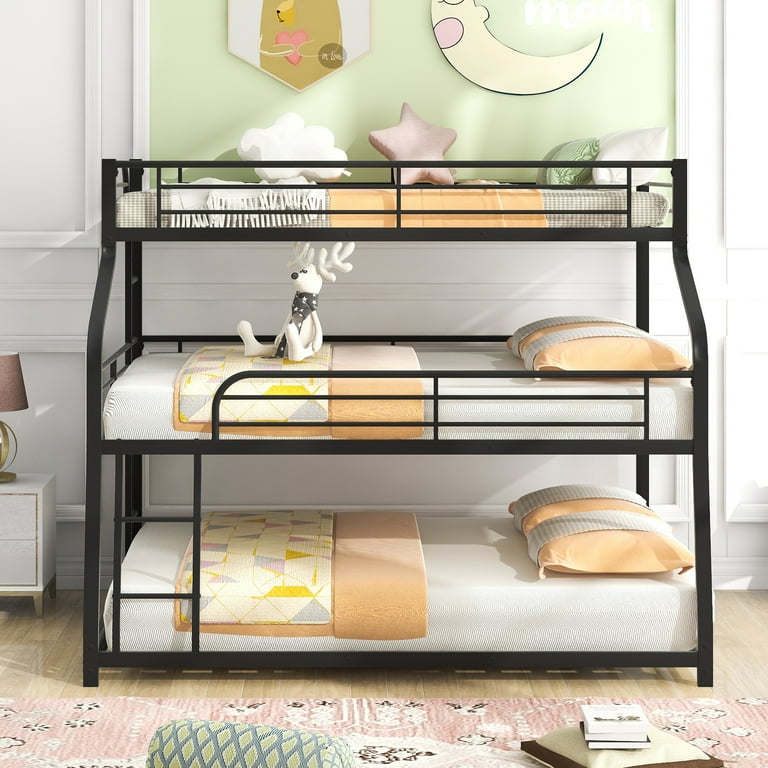 Euroco Metal Triple Bunk Bed Twin XL over Full XL over Queen Size