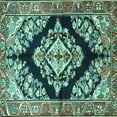 thumbnail image 1 of Ahgly Company Indoor Square Medallion Turquoise Blue Traditional Area Rugs, 4' Square, 1 of 4