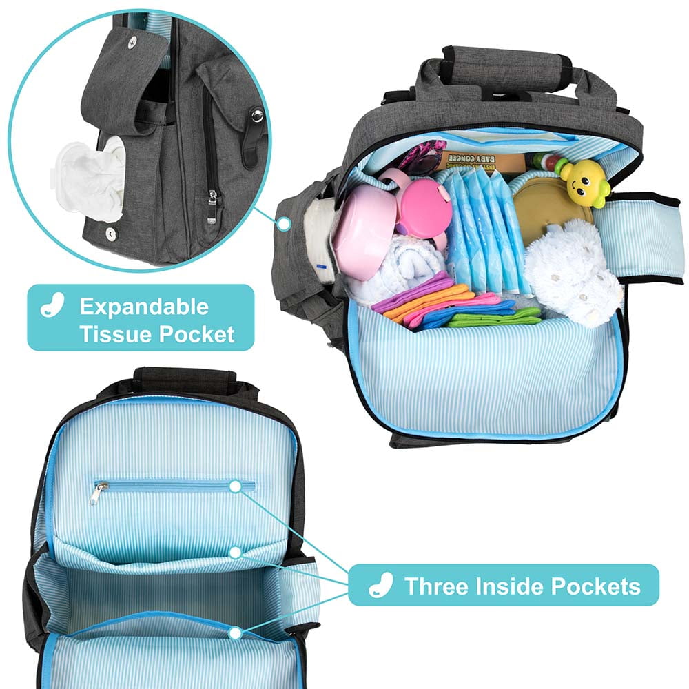 Diaper Bag Backpack Large Multifunctional Travel with Changing Pad Nappy Bag