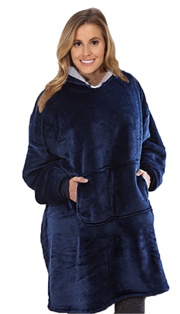 Cozy Soft Comfortable Sherpa Hoodie Sweatshirt - Oversized Blanket Sweatshirt Hoody - Hooded, Large Pocket, Reversible - Warm And Luxurious Plush Sherpa & Microfiber - Premium Edition - Grey