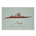 thumbnail image 1 of Austin Cutting Board, Illustration of United States Calligraphy with Modern City Skyline, Decorative Tempered Glass Cutting and Serving Board, in 3 Sizes, by Ambesonne, 1 of 2