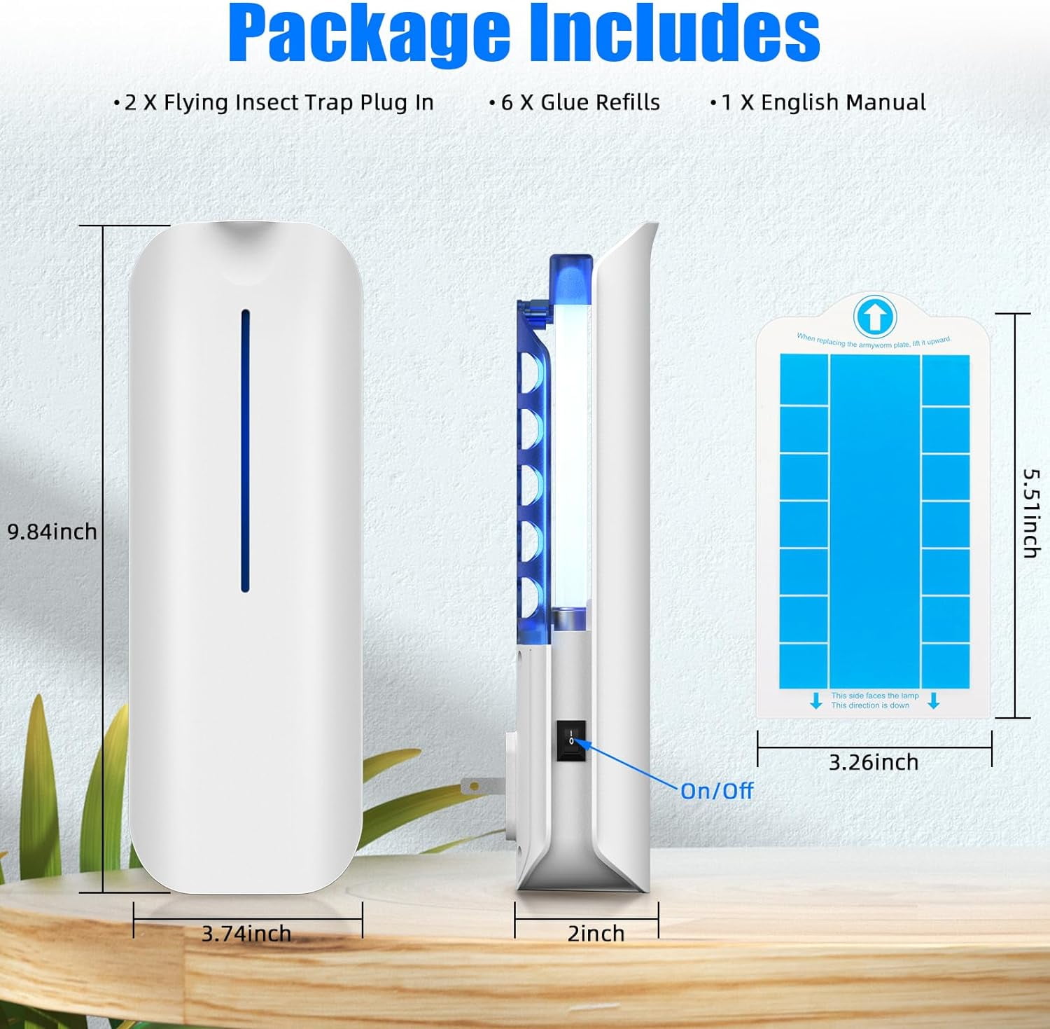 Onemayship Plug-in Mosquito Killer Lamp Indoor Bug Trap Blue Light Insect Zapper Safe for Pets&Kids - Home Professional Flying Insect Catcher