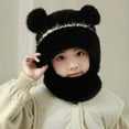 thumbnail image 2 of AWZXDE Kids Knit Hat Scarf One Piece With Ear And Nose Coverage Winter Hat Windproof Warm For Autumn And Cold Seasons Black, 2 of 3
