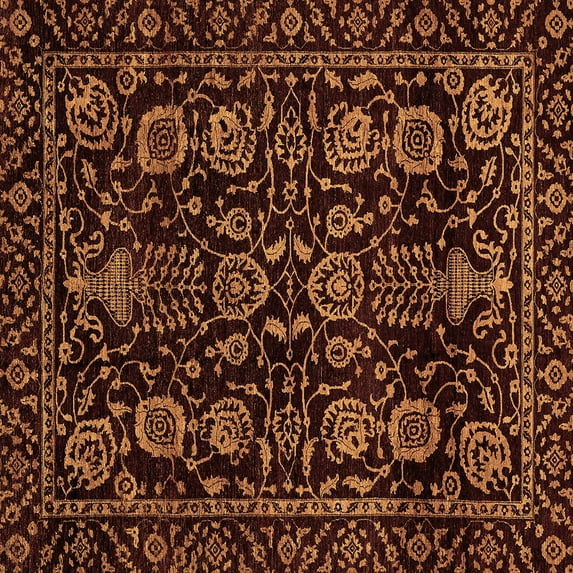 Ahgly Company Indoor Square Abstract Brown Modern Area Rugs, 4' Square