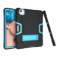 thumbnail image 3 of For iPad Air 4 10.9" 2020 Cover, Kid Friendly Heavy Duty Shock Resistant Rugged Case with Built-in Pen Holder Stand for 2020 Released Apple iPad Air 4 10.9" (Black+Blue), 3 of 4