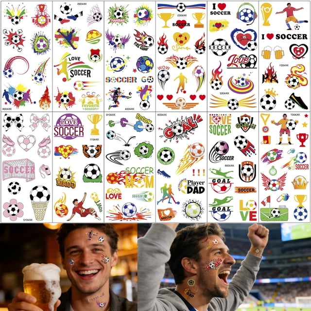 Balón de fútbol Temporal Tattoos Xmasir, 121 unidades, para hombres y mujeres
