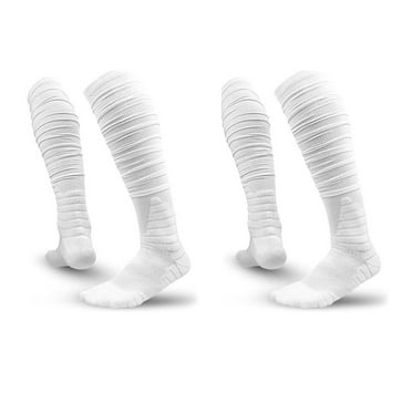 AUQ 2Pcs Soccer Socks,Performance Youth Soccer Socks,Protective Soccer Shin Guards for Active Athletes,White
