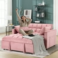 thumbnail image 4 of Bonzy Home 55 Inch Convertible Sofa Bed Adjustable Backrest Versatile Velvet Sofa Pull out Bed for Living Room, Dreamy Pink, 4 of 7