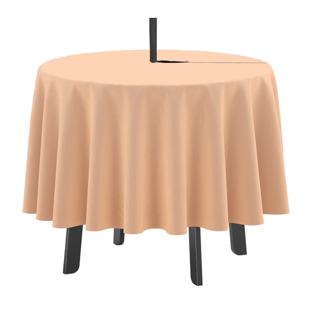 Vargottam Indoor/Outdoor Round Tablecloth 58 Inch Round Tablecloth with Umbrella , Waterproof Zippered Patio Table Cloths, Spring/Summer Table Covers for Circular Table/BBQs/Picnic-Light Peach