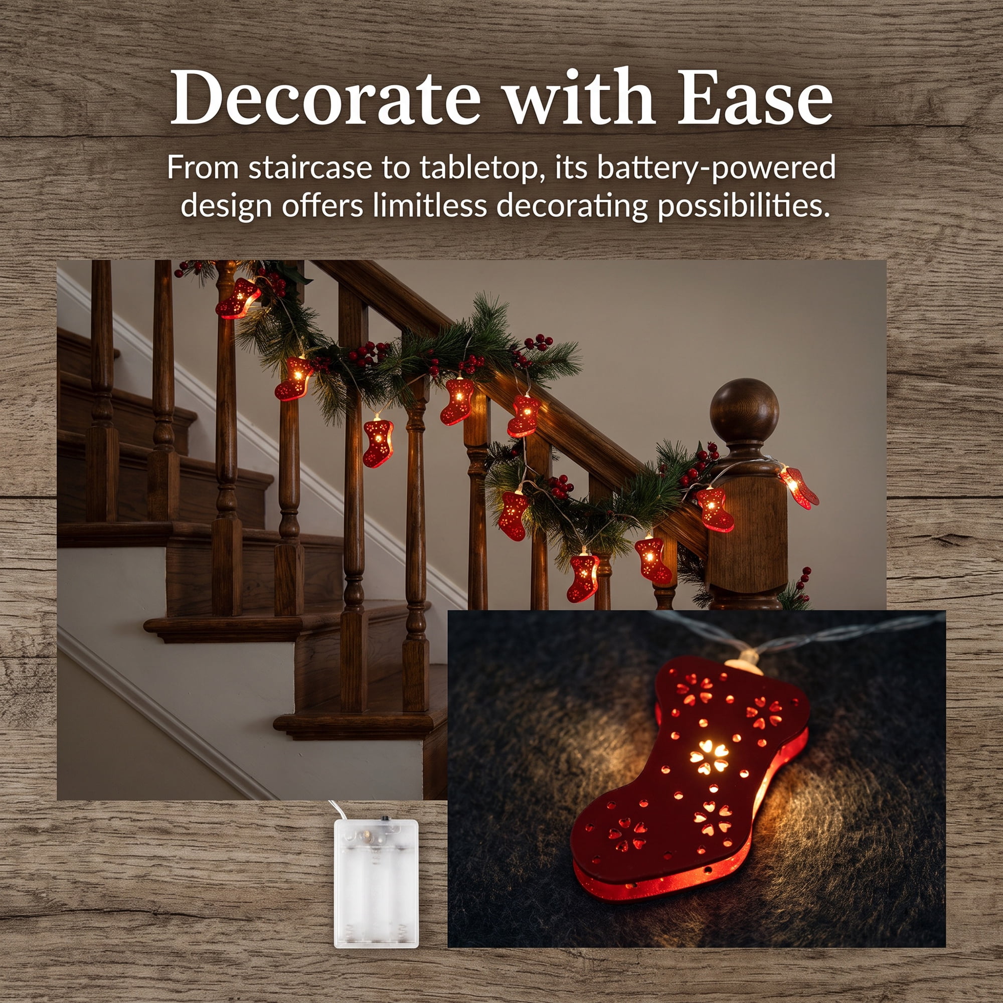 Unique Bargains Figurine Indoor Holiday Fairy Lamps 4.9 ft Sock Battery Operated