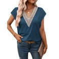 thumbnail image 4 of Fantaslook Lace Womens Blouses Cap Sleeve V Neck T Shirts for Women Summer Casual Tops, 4 of 9
