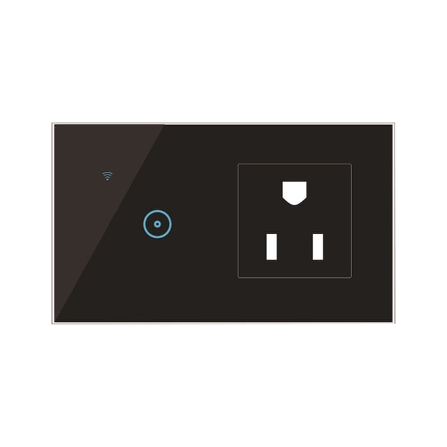 Toystoory Enchufe de pared inteligente enchufe de EE. UU. WiFi temporizador inalámbrico Control remoto interruptor de pantalla táctil toma de corriente Electrodomésticos negro Enchufe de EE. UU. Toystoory HA005243-04
