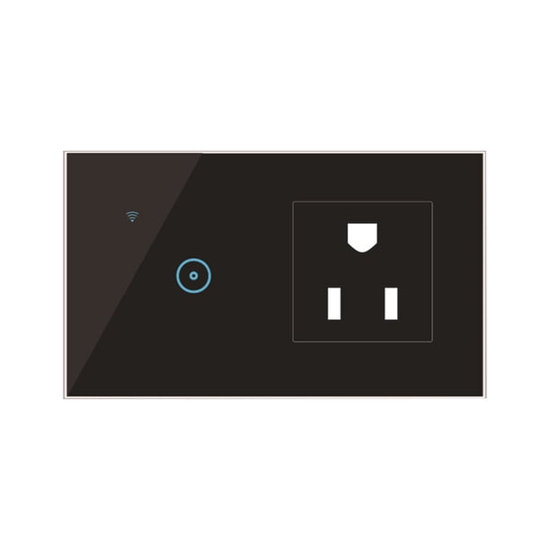 Toystoory Enchufe de pared inteligente enchufe de EE. UU. WiFi temporizador inalámbrico Control remoto interruptor de pantalla táctil toma de corriente Electrodomésticos negro Enchufe de EE. UU. Toystoory HA005243-04