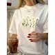 thumbnail image 1 of Four Flowers Round Neck Vintage Casual Print T-shirt Top Women's Clothing, 1 of 6