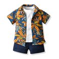 thumbnail image 2 of Odeerbi Toddler Baby Boys 2025 Fashion Short Sleeve Blouse Flower Retro Shorts Gentleman's Suit, 2 of 9