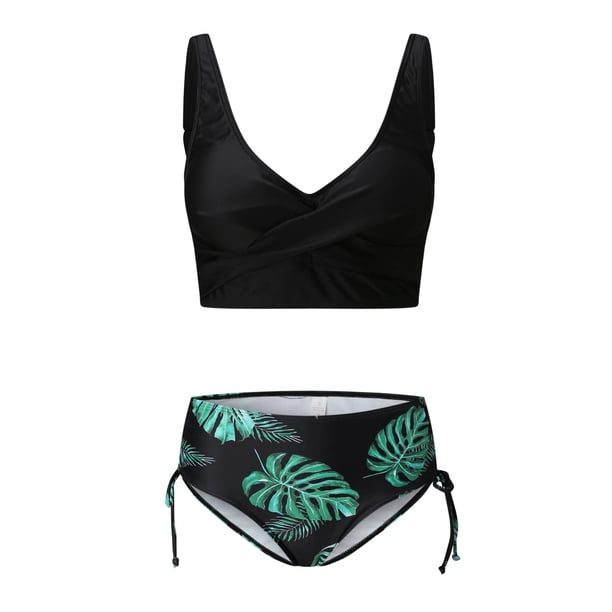 Traje de Baño de Dos Piezas de Vendaje de Bikini Sin Espalda Con Estampado de Mujer Conjunto de Ropa de Playa Odeerbi ODB119060