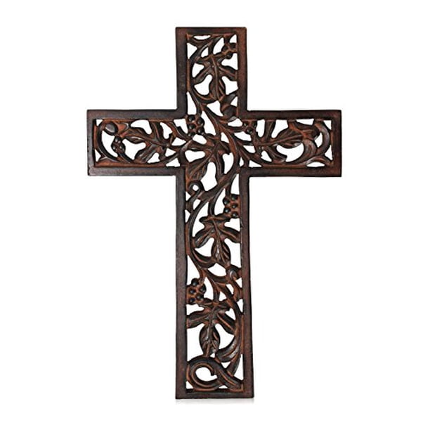 Wooden Wall Hanging French Cross 12" with Celtic Hand
