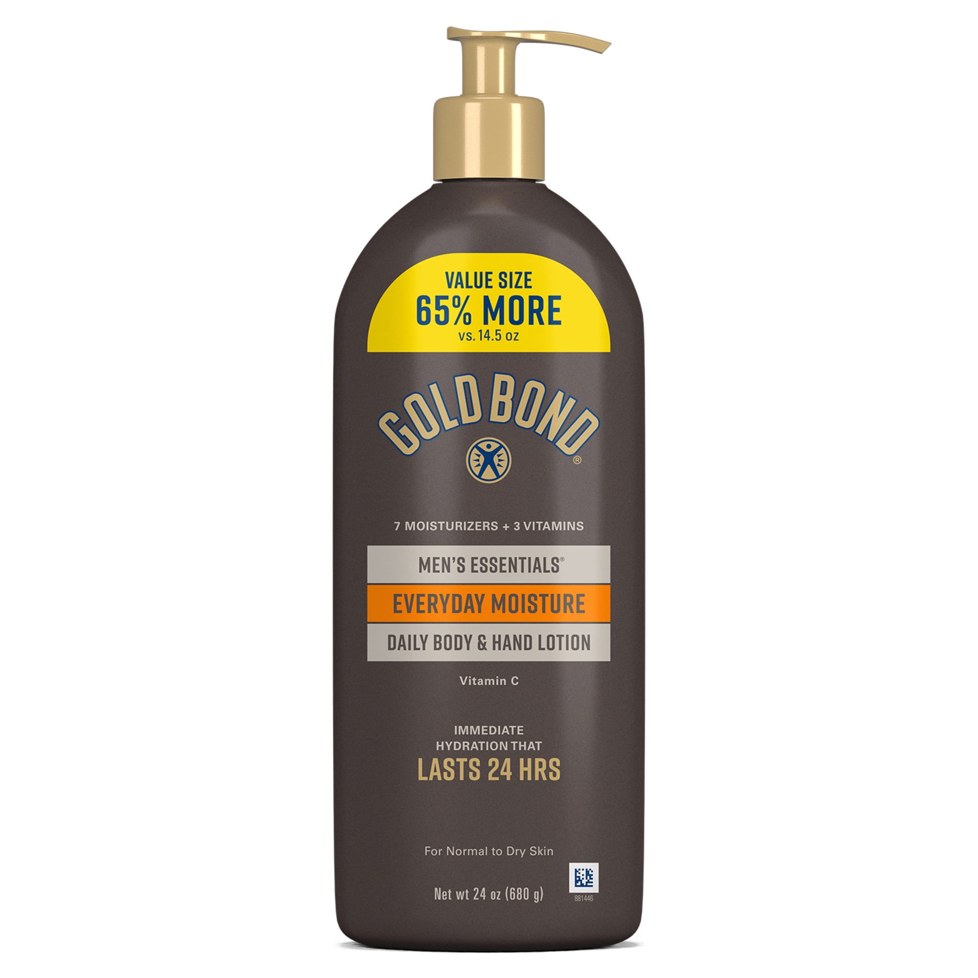 Gold Bond Men's Essentials Everyday Moisture Daily Body & Hand Lotion With Vitamin C, Hydrating Lotion Formulated for Men's Dry Skin, Value Size, 24 oz.