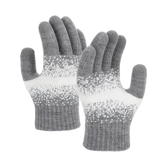 Xfvqtps Women Knit Gloves with Plush Lined Winter Warm Color Block Stretchy Touchscreen Mittens for Women Gray