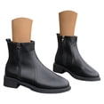 thumbnail image 3 of XIMIN Women Ankle Boots Genuine Leather Low Heel Dress Chelsea Boots with Side Zipper Pointed Toe Block Heel Casual Concise Casual Waterproof Boots Outdoor Warm Boots, 3 of 8