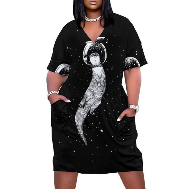 Drifting in Otter Space (best for color) Loose Pocket Dress evening dresses ladies Women's long dress
