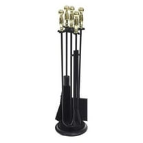 Achla Designs Minuteman International Chelmsford Fireplace Set of 4 Tools, 30.25 Inch Tall, Polished Brass and Black