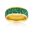thumbnail image 3 of ELYA Jewelry Women's Green Crystal Stones Gold Plated Stainless Steel Band Ring (8mm Wide), 3 of 4