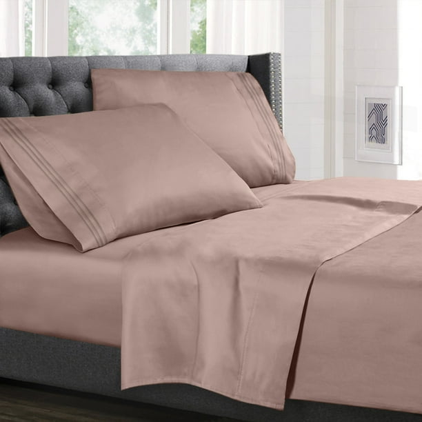 RV/Short Queen Size Bed Sheets Set Taupe, Luxury Bedding Sheets Set, 4