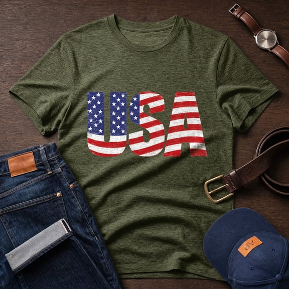 Jollimate Vintage USA Flag T-Shirt, Distressed American Flag Graphic Tee, Patriotic Shirt for Men