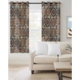 thumbnail image 2 of Abstract Flower, Blackout Curtains 63 Inches Long for Bedroom, Oriental Bohemia Brown Geometric Leaves Thermal Insulated Room Darkening Black Out Window Curtain Panels Grommet Drapes for Living Room, 2 of 8