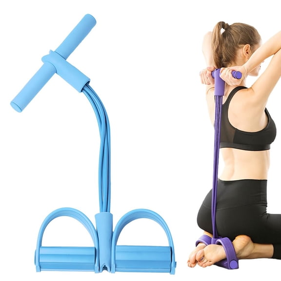 4-Tube Pedal Resistance Bands with Handles, Fitness Foot Pedal Ankle Puller for Home Workout and Exercise