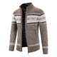 thumbnail image 1 of Cárdigan de punto grueso con forro polar para hombre, chaqueta tipo suéter con cremallera y cuello vertical para otoño e invierno, chaqueta con estampado de copos de nieve para hombre, 1 of 6