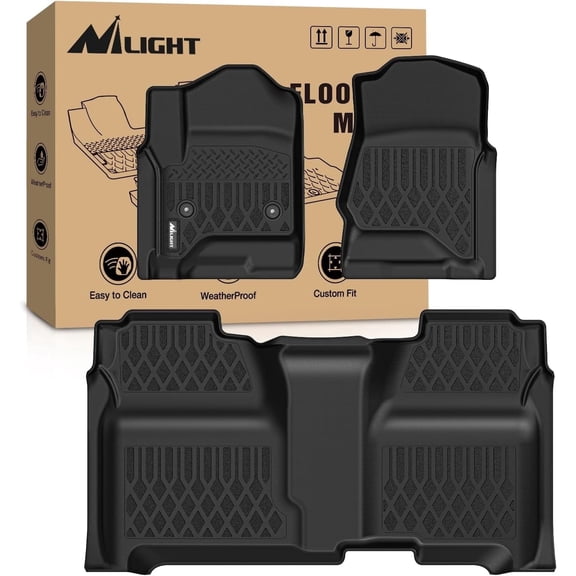 Nilight Floor Mats for Chevy Silverado GMC Sierra 1500 Crew Cab 2014-2018, Chevrolet Silverado Sierra 2500HD 3500HD 2015 2016 2017 2018 2019 All Weather Custom Fit Heavy Duty Floor Liners
