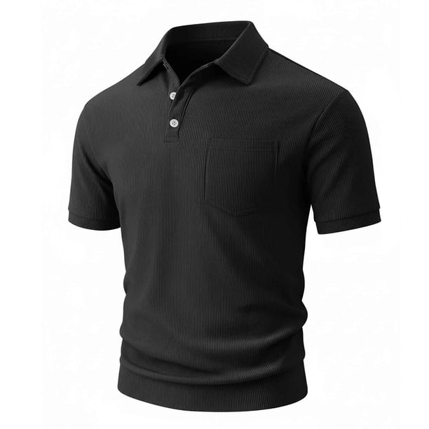 Camisas de Manga Corta de los Hombres Casual Color Sólido de Verano Solapa Superior, Suelto Ajuste Nylon Comodidad para el Exterior Diario