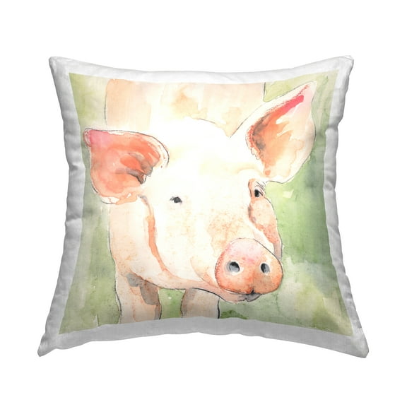 Stupell Industries Abstract Pig Face Decorative Printed Throw Pillow, 18 x 18