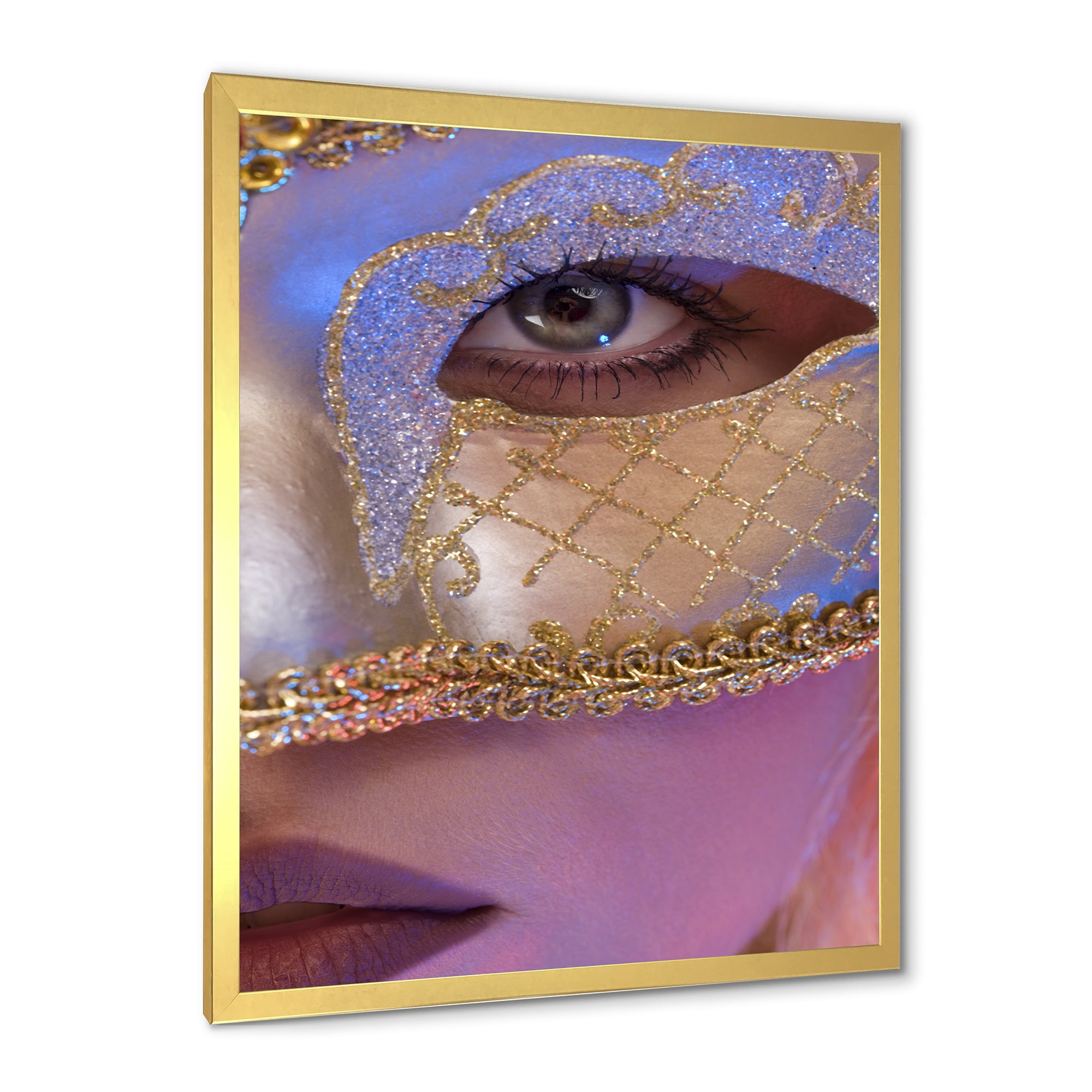 Designart 'Venetian Mask On Female Face' Modern Framed Art Print