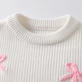 thumbnail image 5 of Mercatoo Toddler Bow Ribbed Knit Sweaters Baby Girls Cute Bow Embroidery Lightweight Pullover Knit Shirts Cozy Warm Clothes, 5 of 8