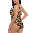 thumbnail image 4 of Easygdp Skulls Women's One Shoulder Ruffle Monokini Bathing Suits with Removable Chest Pad, Quick Drying - Large, 4 of 8