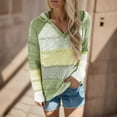 thumbnail image 2 of UJNDER Fashion Casual Sweater Patchwork Blouse Tops Long Sleeves Women V Neck Hooded Women's Blouse Green XL, 2 of 5