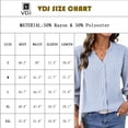 thumbnail image 3 of VDJ Button Down Shirts for Women 3/4 Sleeve V Neck Dressy Blouses Summer Fall Blue Striped Classic Tops Fashion Clothing Size XL, 3 of 12