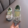 thumbnail image 2 of Bxsruta Girls' Rhinestone and Pearl Bow Mary Jane Flats with Elastic Strap, Sequins Dress Shoes for Party and Wedding, 2 of 6